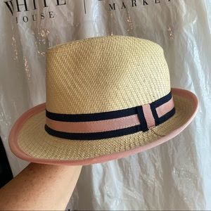Jcrew hat fedora ribbon navy pink